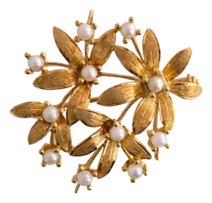 Mid 20th Century Floral Pearl Brooch