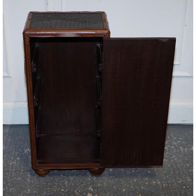 Vintage Brown Faux Crocodile Leather Trunk For Sale - Image 11 of 17