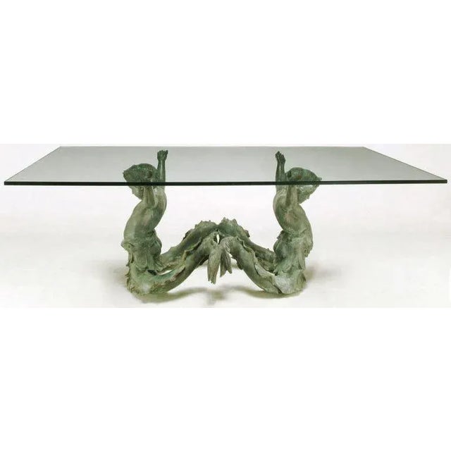 1960s Bronze Putti Di Mare & Glass Dining Table For Sale - Image 5 of 10