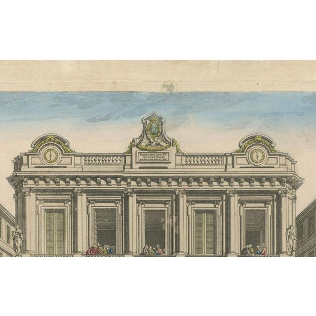 Copper Daumont, The Exchange Hall in Lyon, 1700s, Hand-Colored Engraving For Sale - Image 8 of 9