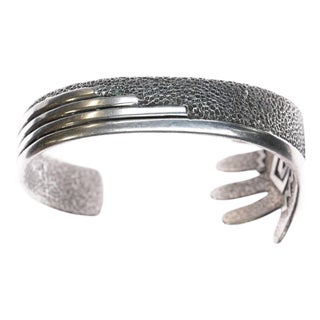6 3/8" Robert Sorrell Navajo Tufa Cast Hand Cuff Bracelet With Turquoise For Sale