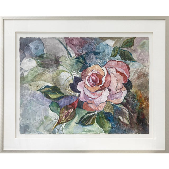 A modern watercolor on paper by Michigan artist Fran Levin. Circa 1980s. Hand signed in pencil on the lower right. From a...