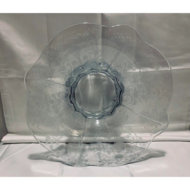 Transparent Crystal 1940’s Etched Fruit Bowl For Sale - Image 8 of 8