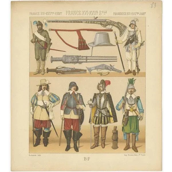 Racinet, French 16th Century Battle Costumes, Paper For Sale - Image 4 of 5