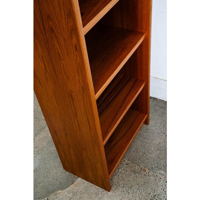 1960s Mid Century Danish Modern Bookshelf Tall Teak Wood Shelving 6 Shelf Compact 22" For Sale - Image 11 of 12