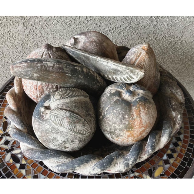 Late 20th-Century Mexican Barro Rojo (Red Clay) Earthenware Centerpiece Faux Fruit Platter - 8-Pieces For Sale - Image 10 of 18