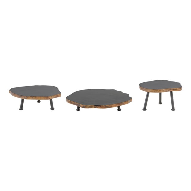Tree Disc Pedestal Tray (Set of 3) For Sale