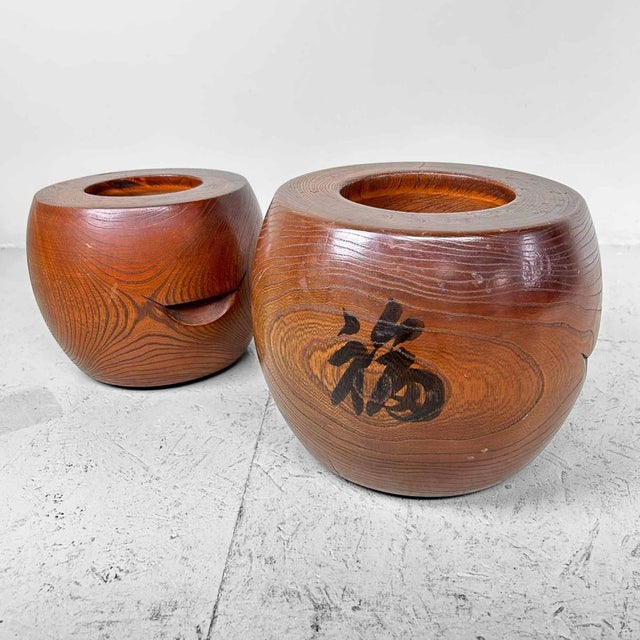 Wood Japanese Wooden Hibachi, 1920s, Set of 2 For Sale - Image 7 of 18