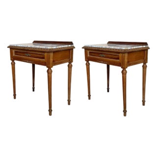 Early 20th Century French Carved Wood Nightstands, 1940s, Set of 2 For Sale