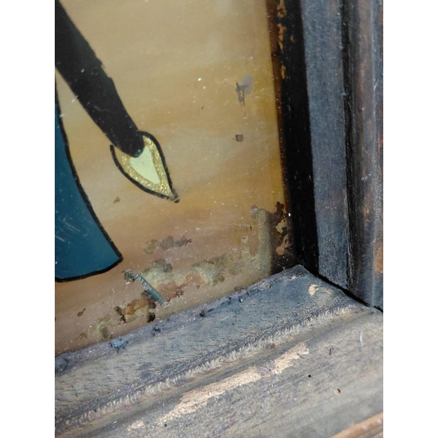 Framed Punakawan Reverse Painting Glass Military Salute For Sale - Image 11 of 11