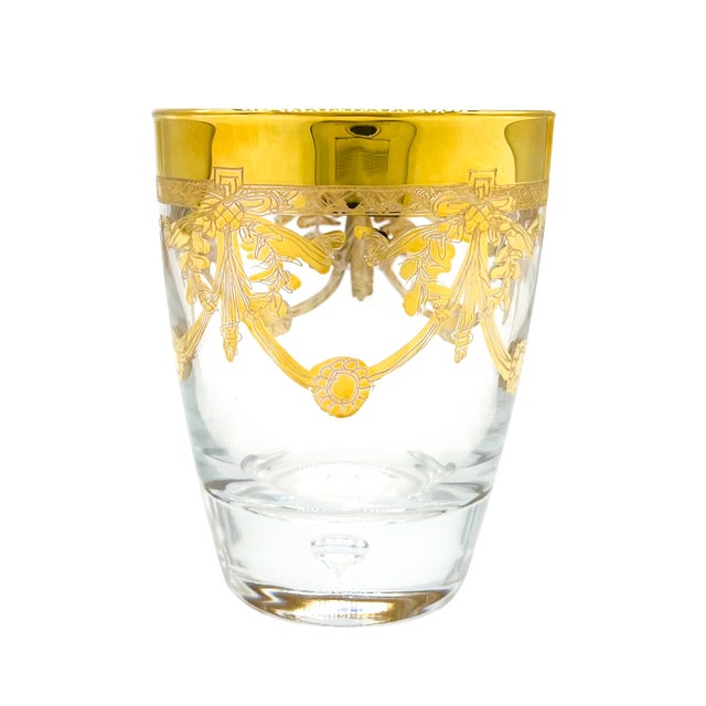 Set of 4 Italian Gilt Laurel & Tassel Lowball Glasses by Cre Art – Hollywood Regency / Neoclassical For Sale - Image 11 of 11