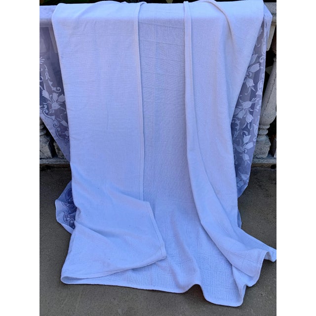 Textile Lauren by Ralph Lauren Classic Knits Cotton Queen 90” X 90” Bed Blanket Usa Made Off White Color, Waffle Weave Pattern For Sale - Image 7 of 12