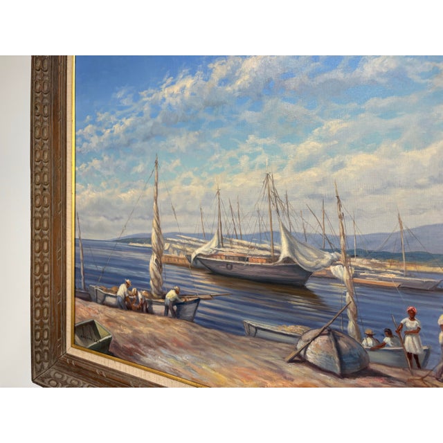 Vintage Nautical Seascape Oil Painting in Ornate Frame For Sale - Image 9 of 10
