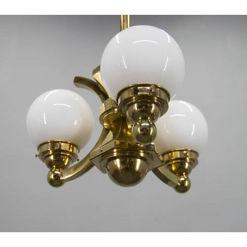 Gold Art Deco Chandelier from Gocar, 1910s For Sale - Image 8 of 13