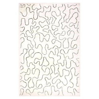 Contemporary Ribbon Design White Handmade Wool Rug by Doris Leslie Blau For Sale
