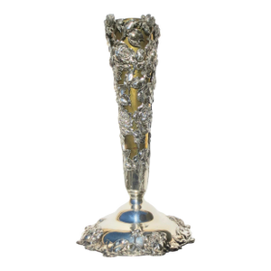 Sterling Silver Tall Floral Vase Circa 1910