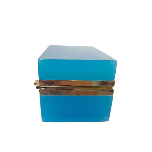 French Blue Opaline Rectangular Box For Sale - Image 4 of 5