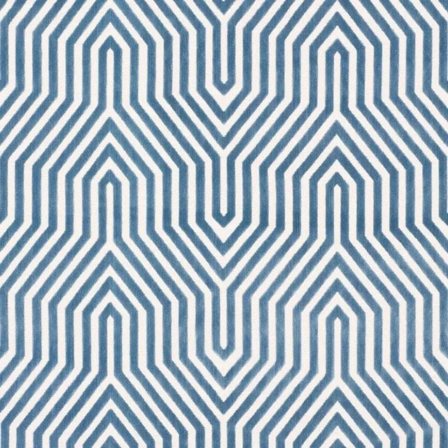 Contemporary Sample - Schumacher X Mary Mcdonald Vanderbilt Velvet Fabric in Marine For Sale - Image 3 of 3
