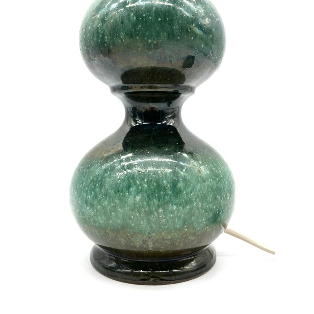 Mid-Century Modern Space Age Table Lamp with Large 3-tier Ceramic Lamp Base in Emerald Green from Kaiser Leuchten For Sale - Image 3 of 13