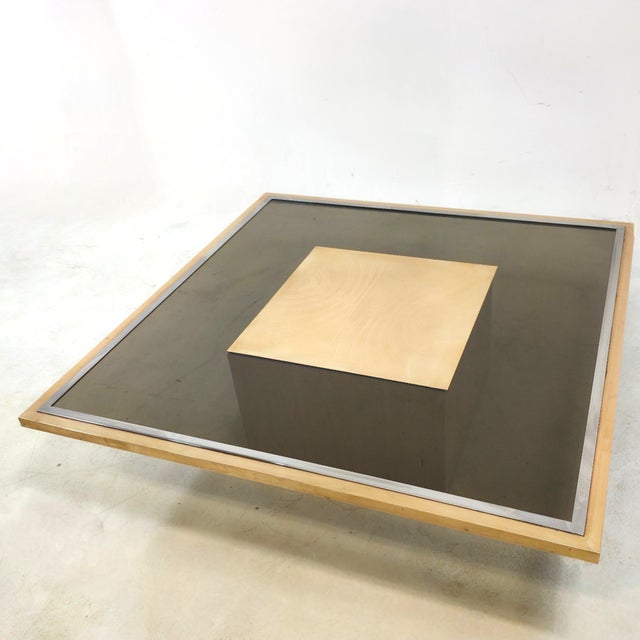 Brass and Travertin Coffee Table by Georges Mathias, Belgium, 1970s, in Very Good conditions. Designed 1970 to 1979 This...