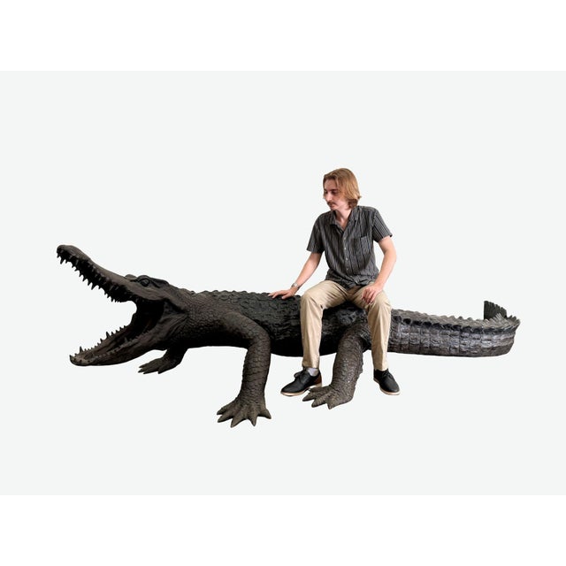 Traditional Monumental Bronze Crocodile Fountain Sculpture – 149” L Outdoor Garden For Sale - Image 3 of 10