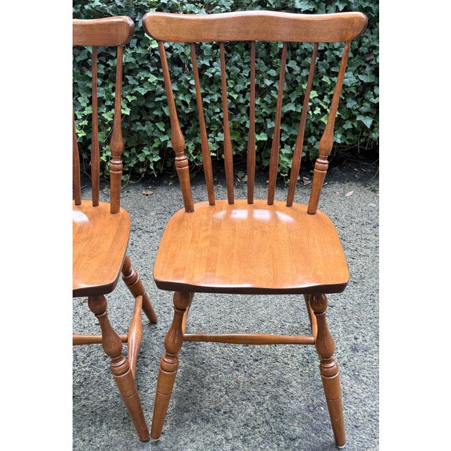 Traditional Vintage S Bent & Bros Colonial Style Maple Windsor Chairs - A Pair For Sale - Image 3 of 10