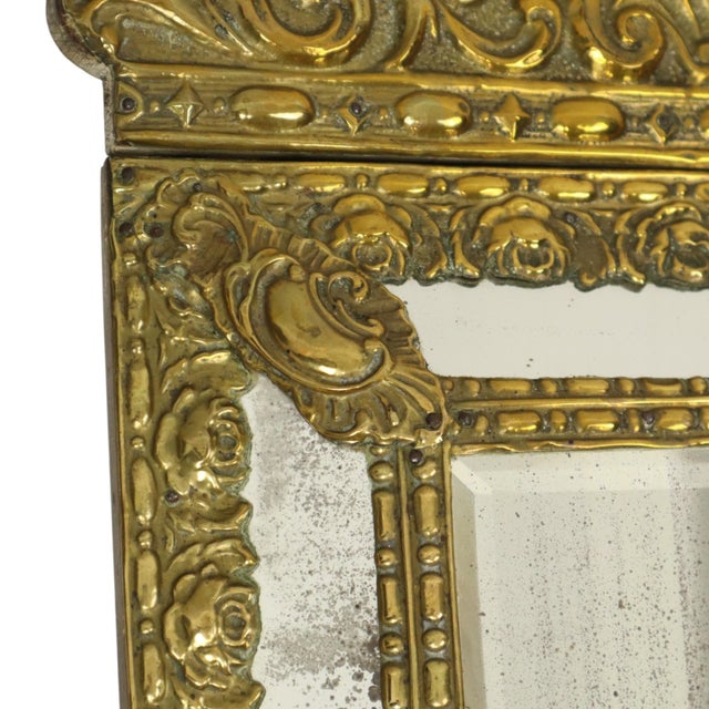 Cushion Mirror Repousse Faceted Mirror France, 1890s For Sale - Image 12 of 18