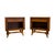1960s Vintage Mid Century Modern Walnut Nightstands With Sculpted Stretcher Base and Faux Turquoise Handle Inlay- Pair. For Sale - Image 5 of 9
