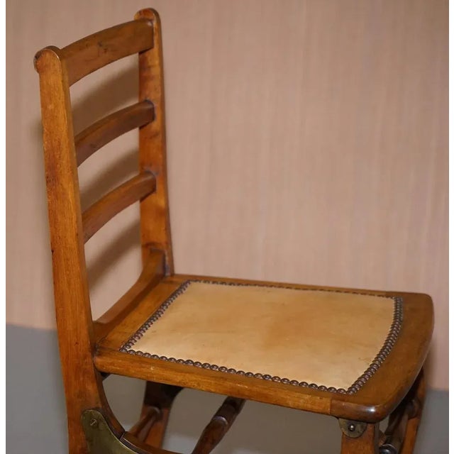 Solid Fruitwood Brass Fitting Military Campaign Folding Chair, 1890s For Sale - Image 12 of 18