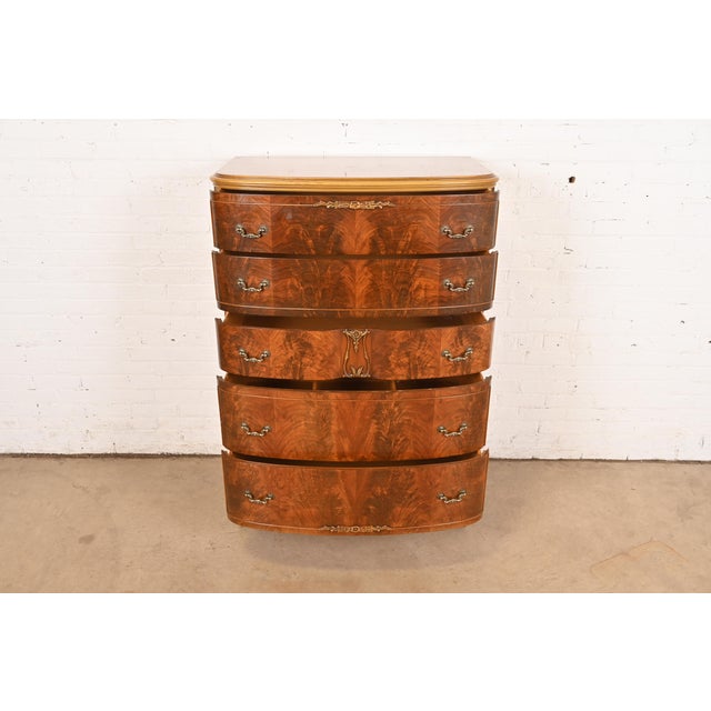 1920s Romweber Style French Provincial Louis XV Flame Mahogany and Parcel Painted Dresser, Circa 1920s For Sale - Image 5 of 12