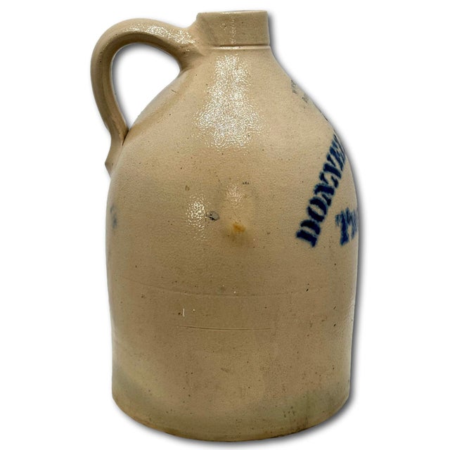Antique American Blue Decorated 2 Gallon Stoneware Advertising Jug by West Troy Pottery Co. New York Circa 1880s For Sale - Image 12 of 18