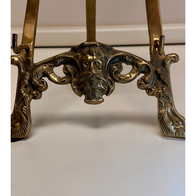 Vintage Brass Easel Ornate Tripod Art Stand With Winged Minerva & Poseidon For Sale - Image 4 of 7