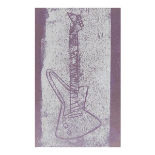 Mid Century Block Print of Electric Guitar For Sale
