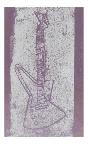 Mid Century Block Print of Electric Guitar