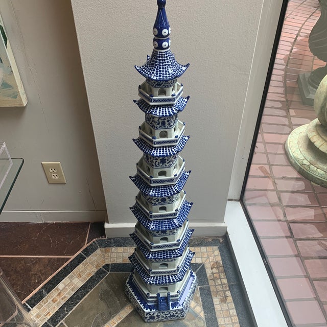 Chinese Pagoda Ceramic Statue Chairish