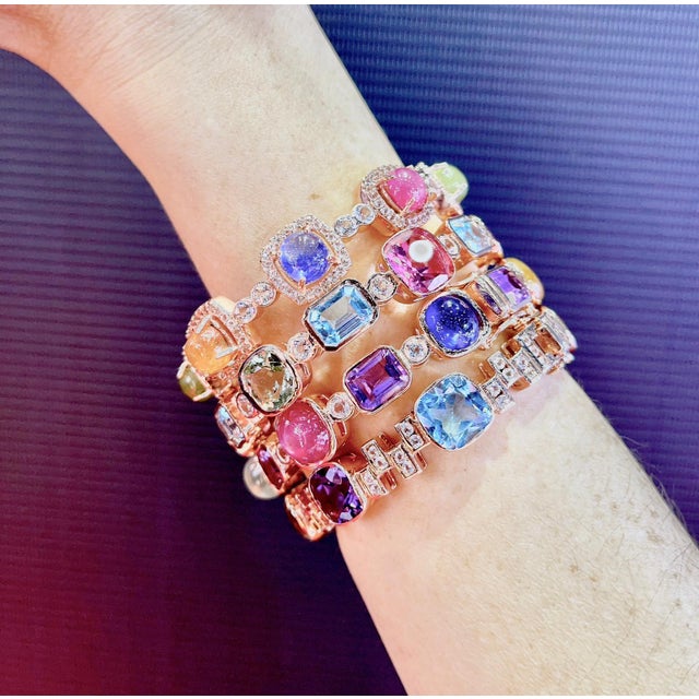 Bochic Set Off 4 Capri Vintage Bangles 18K Gold & Silver For Sale - Image 12 of 18