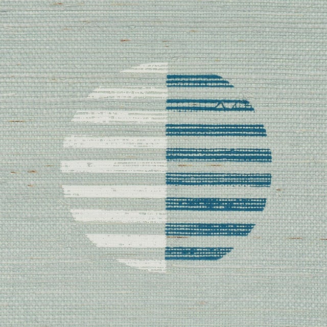 Traditional Sample - Schumacher Ando Hand Blocked Sisal Wallcovering In Chambray For Sale - Image 3 of 5