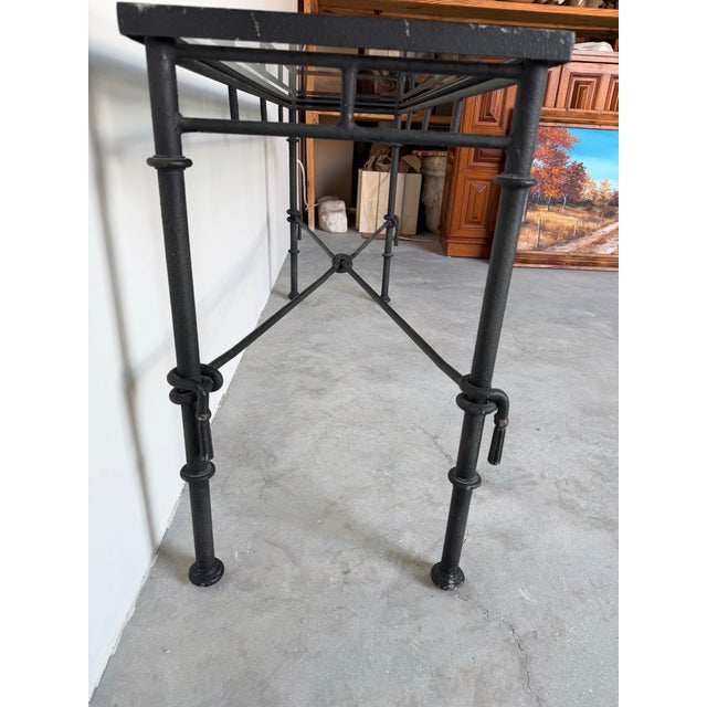 1980s 1980’s Vintage Giacometti-Style Iron and Glass Top Console Table For Sale - Image 5 of 12