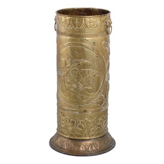 Antique Medieval Brass Umbrella Holder, 1920s For Sale