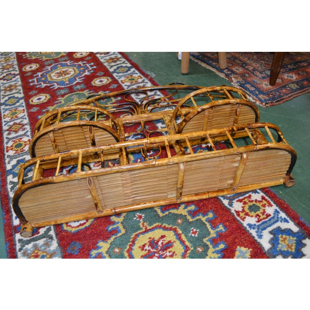 1980s Burnt Bamboo Curved Top Wall Shelf / Rack For Sale - Image 16 of 17