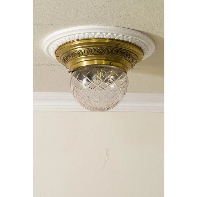 Art Nouveau Lamps in Brass with Grinded Glass Lampshade, 1890s, Set of 2 For Sale - Image 4 of 11