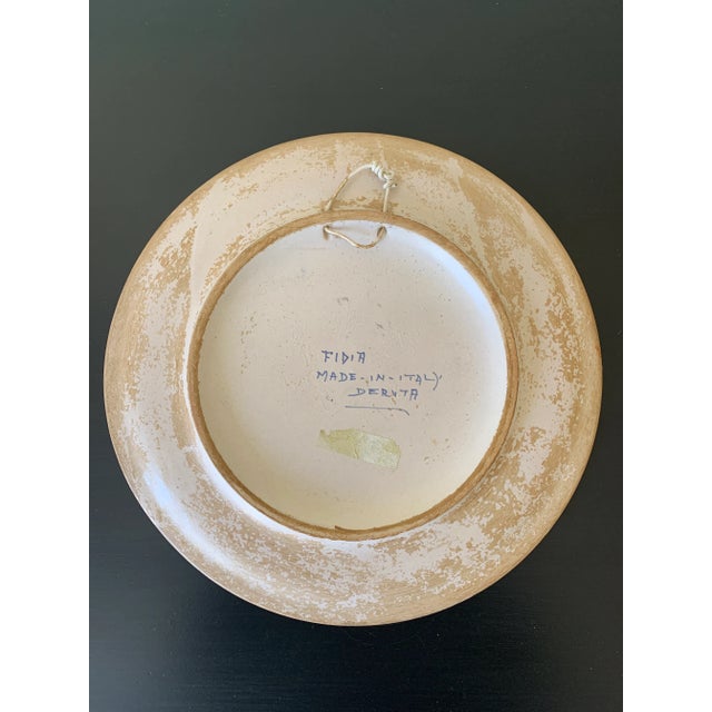 Ceramic Italian Provincial Deruta Hand Painted Faience Pottery Wall Plate With Armorial Crest For Sale - Image 7 of 7