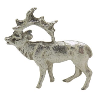 Vintage Italian Silver Stag Deer Figurine Miniature, Milan, 1950s For Sale