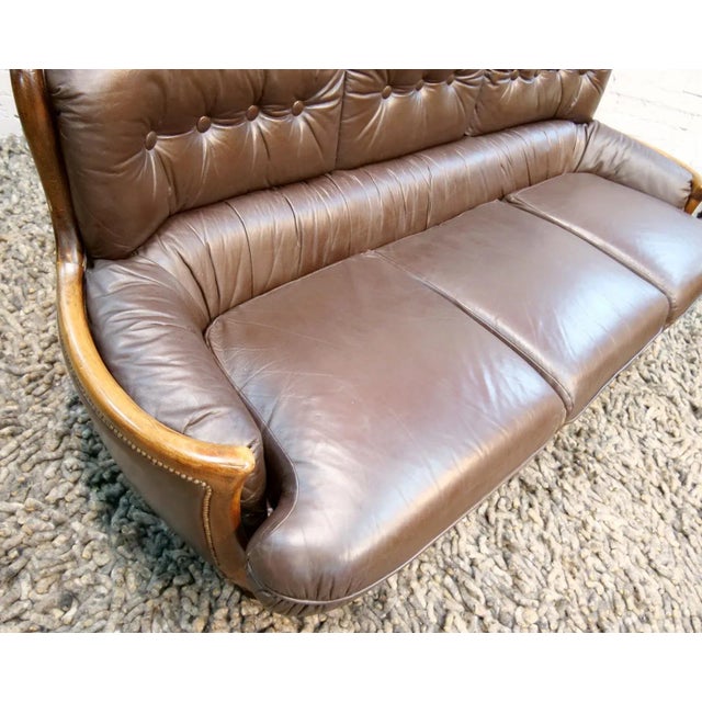 Arts & Crafts Style Leather Sofa, 1950s For Sale - Image 9 of 18