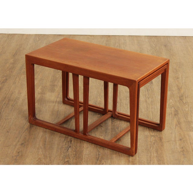 Danish Modern Set of Three Teak Nesting Tables For Sale - Image 9 of 12