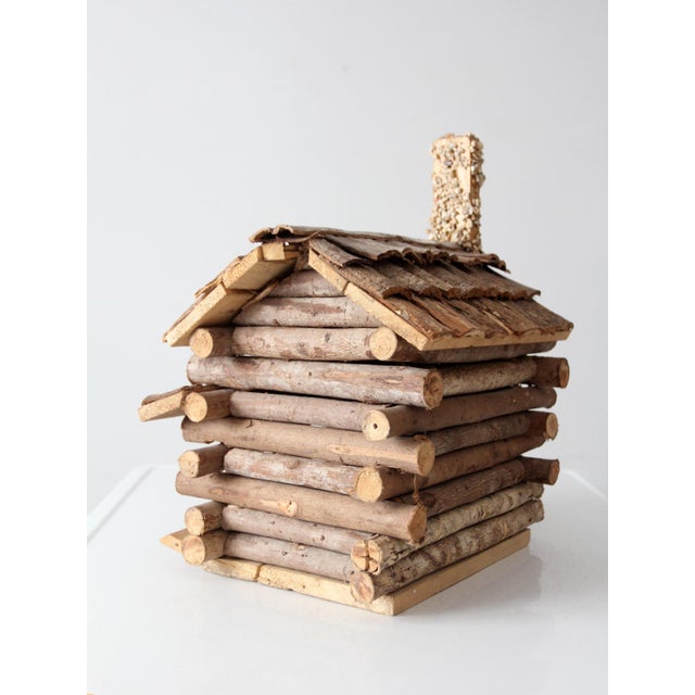 Wood Vintage Wood Folk Art Log Cabin Sculpture For Sale - Image 7 of 11