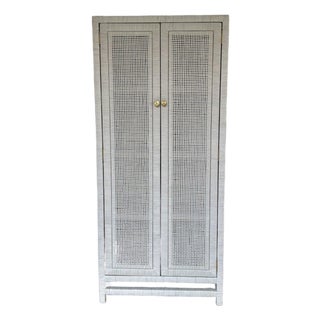 Made Goods Modern Gray Rattan Isla Tall Cabinet For Sale