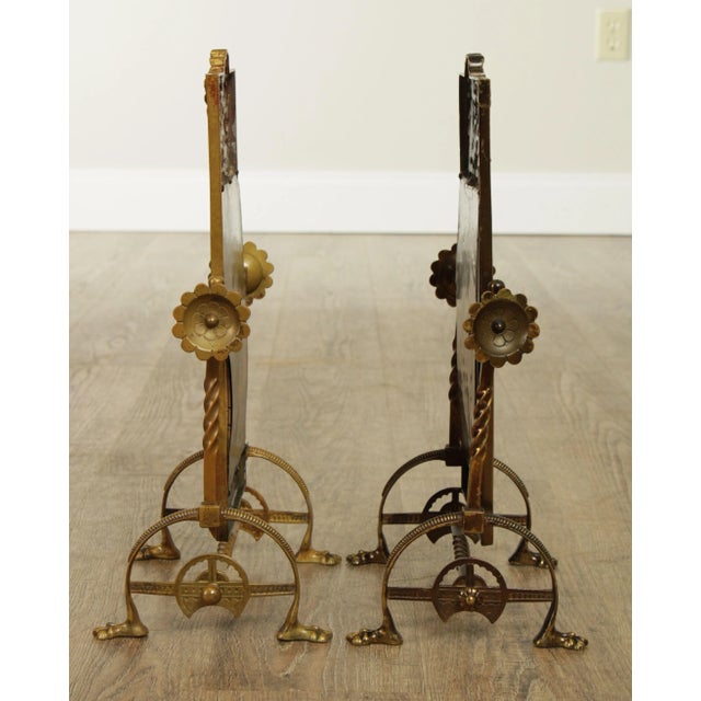 Aesthetic Movement Antique 1880's Victorian Brass Cheval Beveled Vanity Mirrors - a Pair For Sale - Image 4 of 13