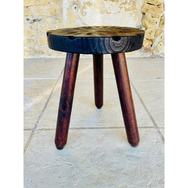 Vintage French Farmhouse Milking Stool on Tripod Legs For Sale - Image 10 of 14