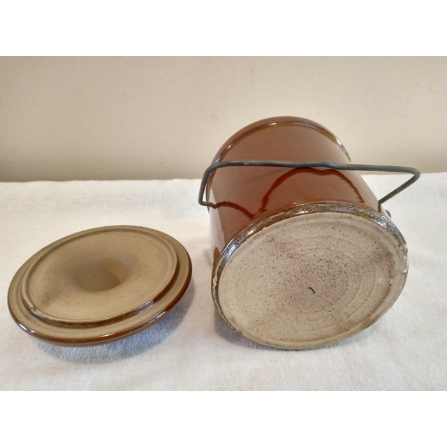 Vintage Brown 5" Crock With/ Lid and Wire Bail For Sale - Image 4 of 6